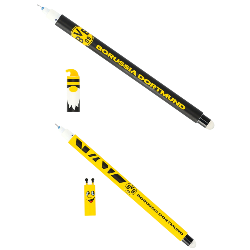 Borussia Dortmund Gelschreiber 2er Set - Emma und Wichtel - radierbar | Stift | Gelstift | BVB 09