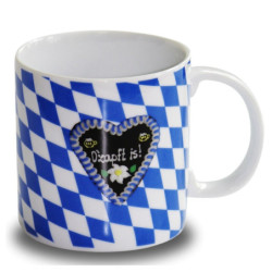 Tasse Oktoberfest - O'zapft is! - Kaffeetasse | weiß-blau