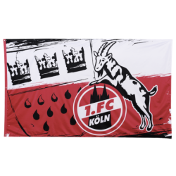1. FC Köln XL Hissfahne - Wappen - Fahne 150 x 250 cm, Flagge - plus Lesezeichen I love Köln
