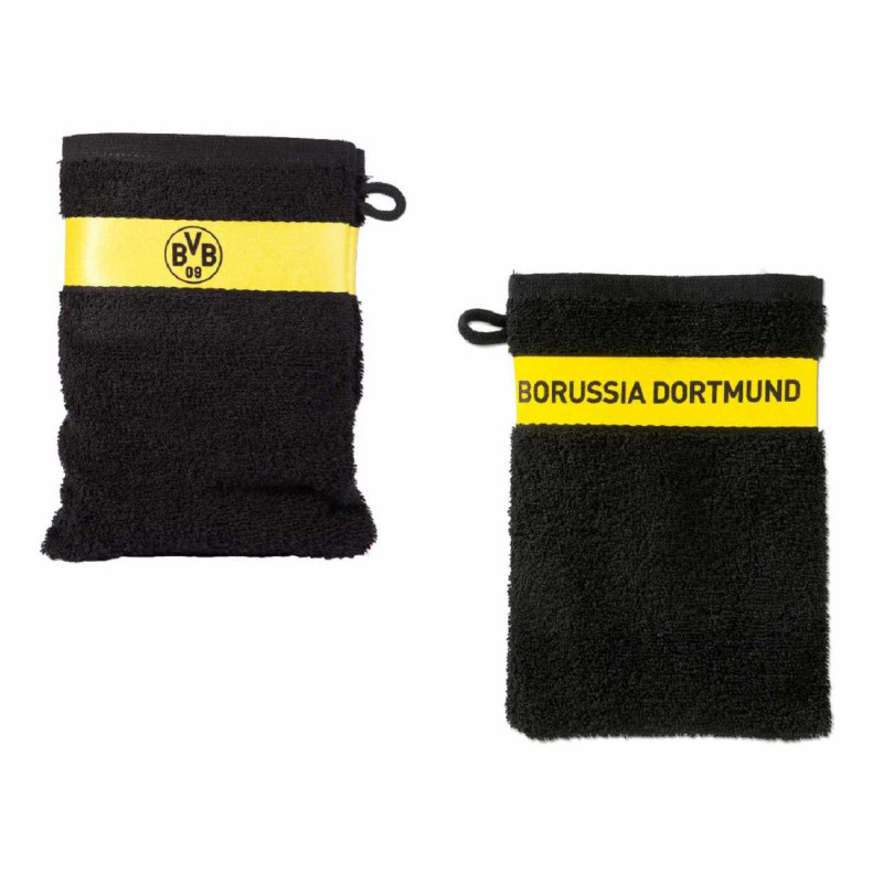 Borussia Dortmund Waschhandschuh schwarz | Waschlappen | Seiflappen |  BVB 09