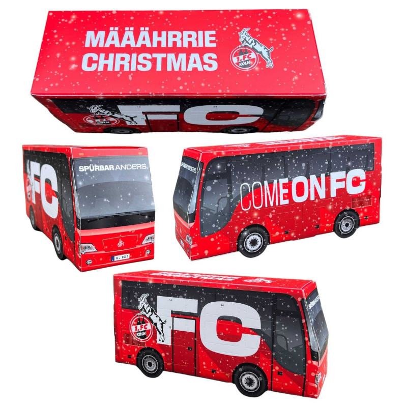 1. FC Köln 3D Adventskalender - Mannschaftsbus - gefüllt mit Schokolade