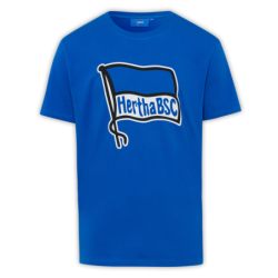 Hertha BSC Berlin Kinder T-Shirt – Fahne groß - blau Shirt unisex HBSCB - Größe 98/104 bis 156/164