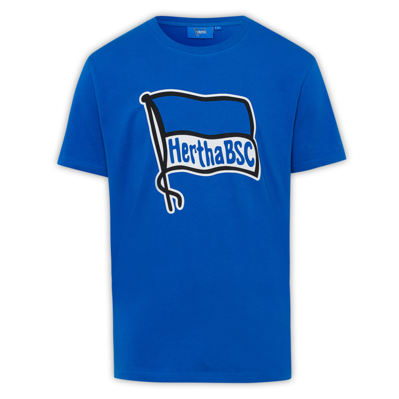 Hertha BSC Berlin Kinder T-Shirt – Fahne groß - blau Shirt unisex HBSCB - Größe 98/104 bis 156/164