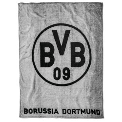 Borussia Dortmund Fleecedecke - Logo grau - Kuscheldecke Decke BVB 09