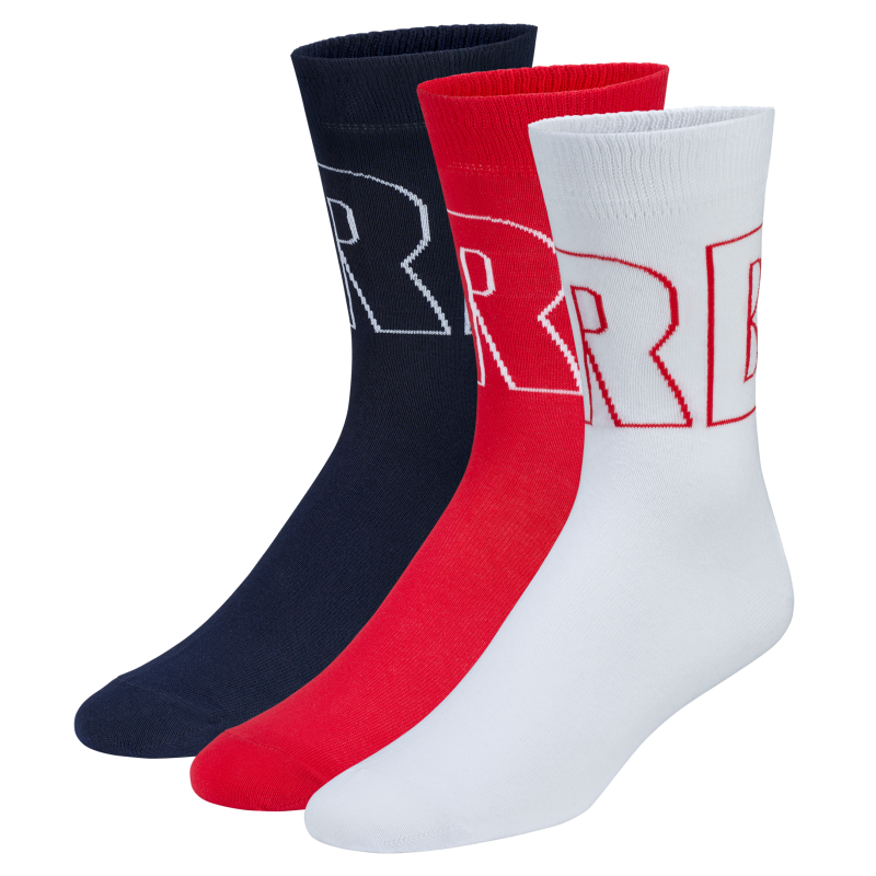 RB Leipzig Socken - Dynamic - 3er Set rot-weiß-dunkelblau RBL - Gr. 35-38 bis 43-46