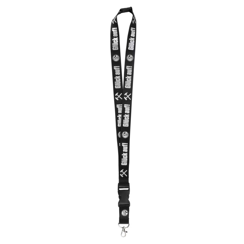 FC Schalke 04 Schlüsselband - Glück auf! - schwarz  mit abnehmbarem Schlüsselanhänger | Lanyard | S04