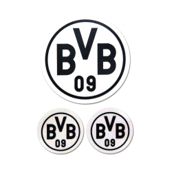 Borussia Dortmund Aufklebekarte mit 3 Einzelstickern - 3er-Set Logo schwarz - Aufkleber | Sticker | Autoaufkleber | BVB 09