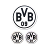 Borussia Dortmund Aufklebekarte mit 3 Einzelstickern - 3er-Set Logo schwarz - Aufkleber | Sticker | Autoaufkleber | BVB 09