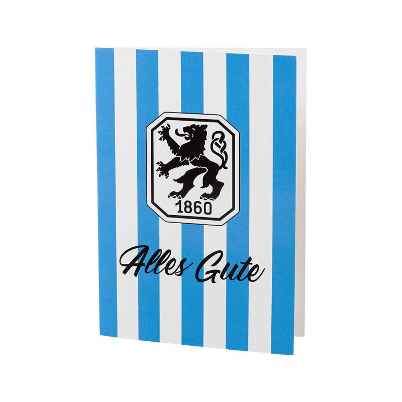 TSV 1860 München Grußkarte - Retro Streifen - Alles Gute Glückwunschkarte, Karte - plus Lesezeichen Wir lieben Fußball