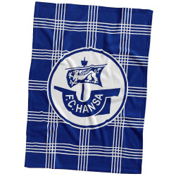 F.C. Hansa Rostock Veloursdecke - blau-weiß Karo - 150 x 200 cm Kuscheldecke Decke