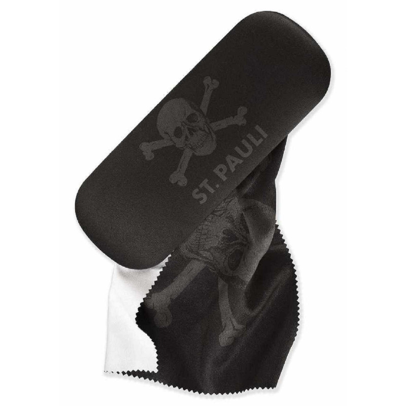 FC St. Pauli Brillenetui - Totenkopf -  schwarz Hartschale Etui mit Putztuch