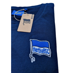 Hertha BSC Berlin Kinder T-Shirt - Logo Navy - Unisex Shirt mit Sticklogo dunkelblau HBSCB - Größen 98 bis 164
